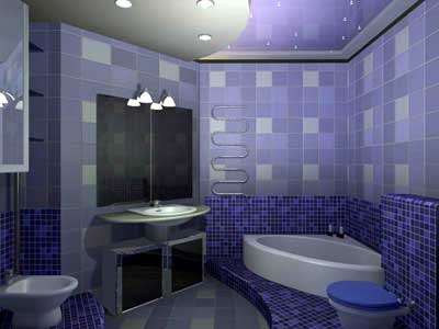Фиолетовая совмещенная ванная комната