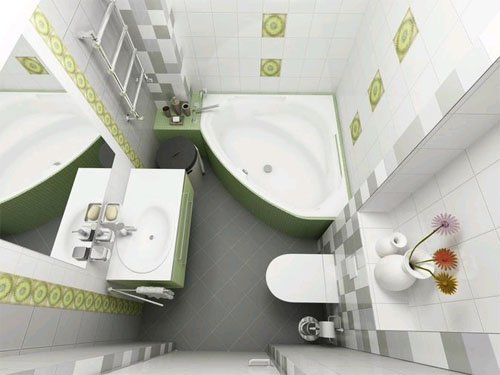 Зеленая совмещенная ванная комната